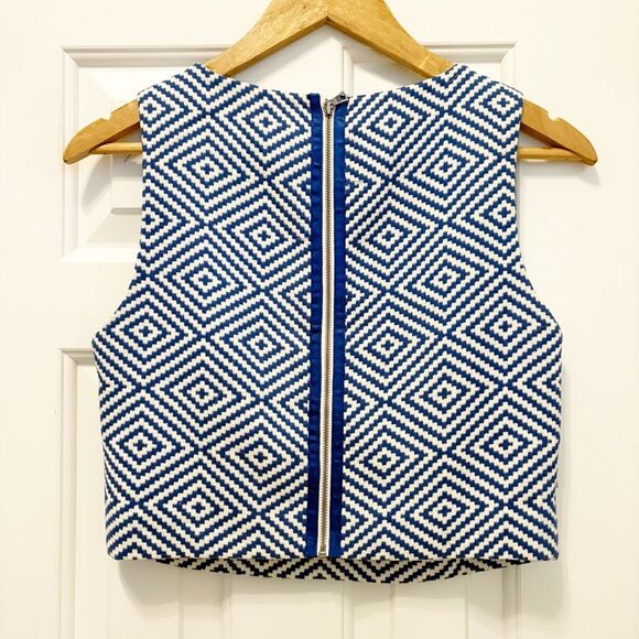 Alice & Olivia Jacquard Crop Top  Blue as worn by Taylor Swift Size 2 - Picture 7 of 10